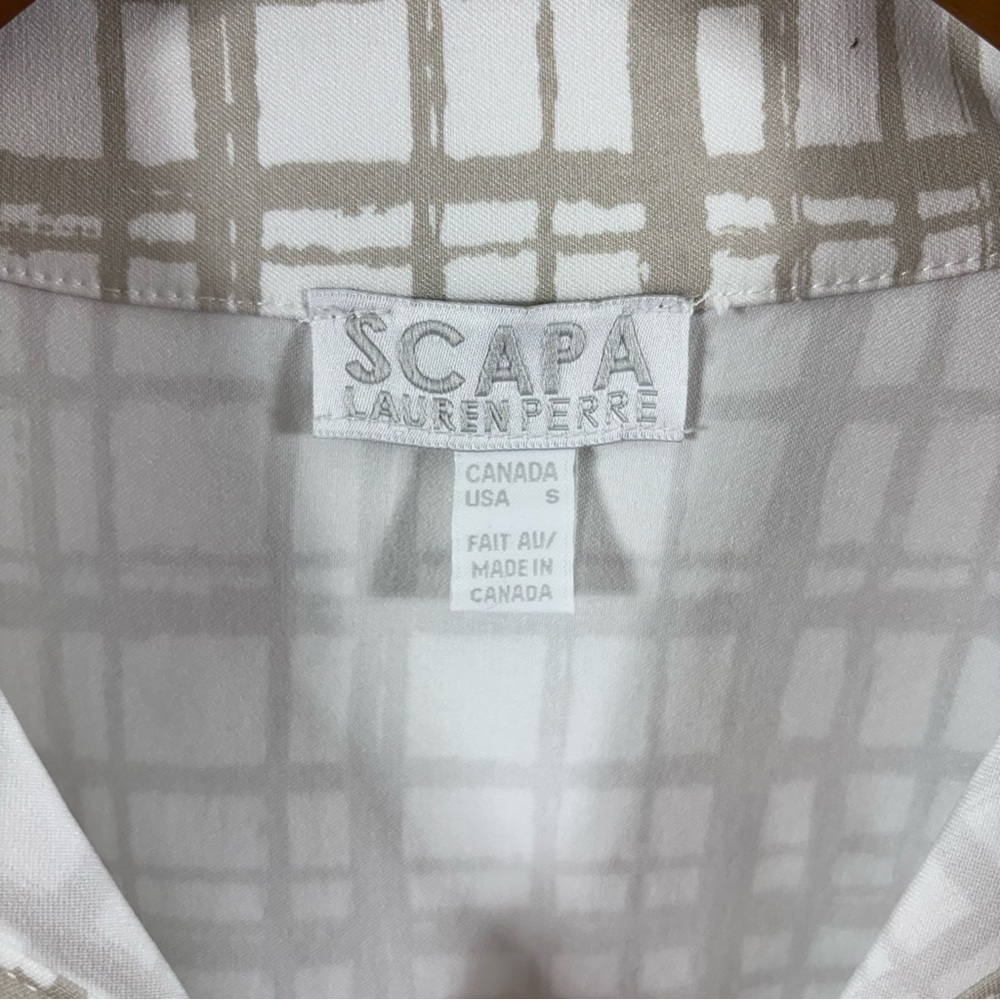 Scapa Lauren Perre White Tan Shift Dress Small NWT - Picture 2 of 5